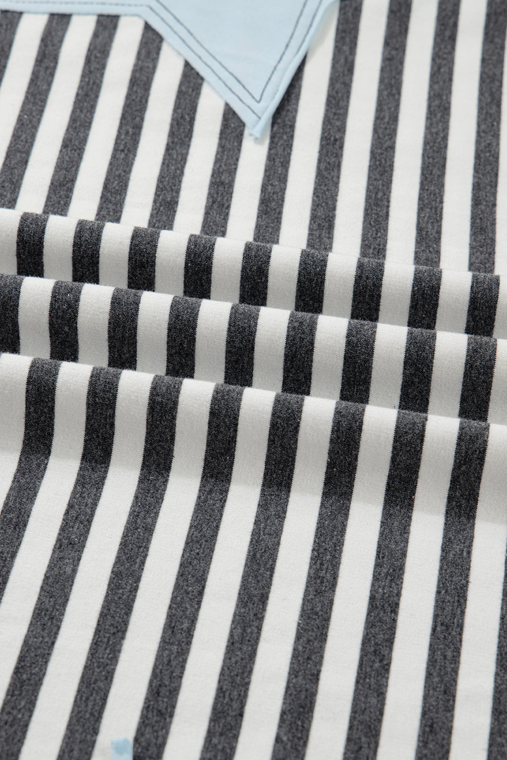 Gray Stripe Contrast Star Stitched Plus Size Long Sleeve Top