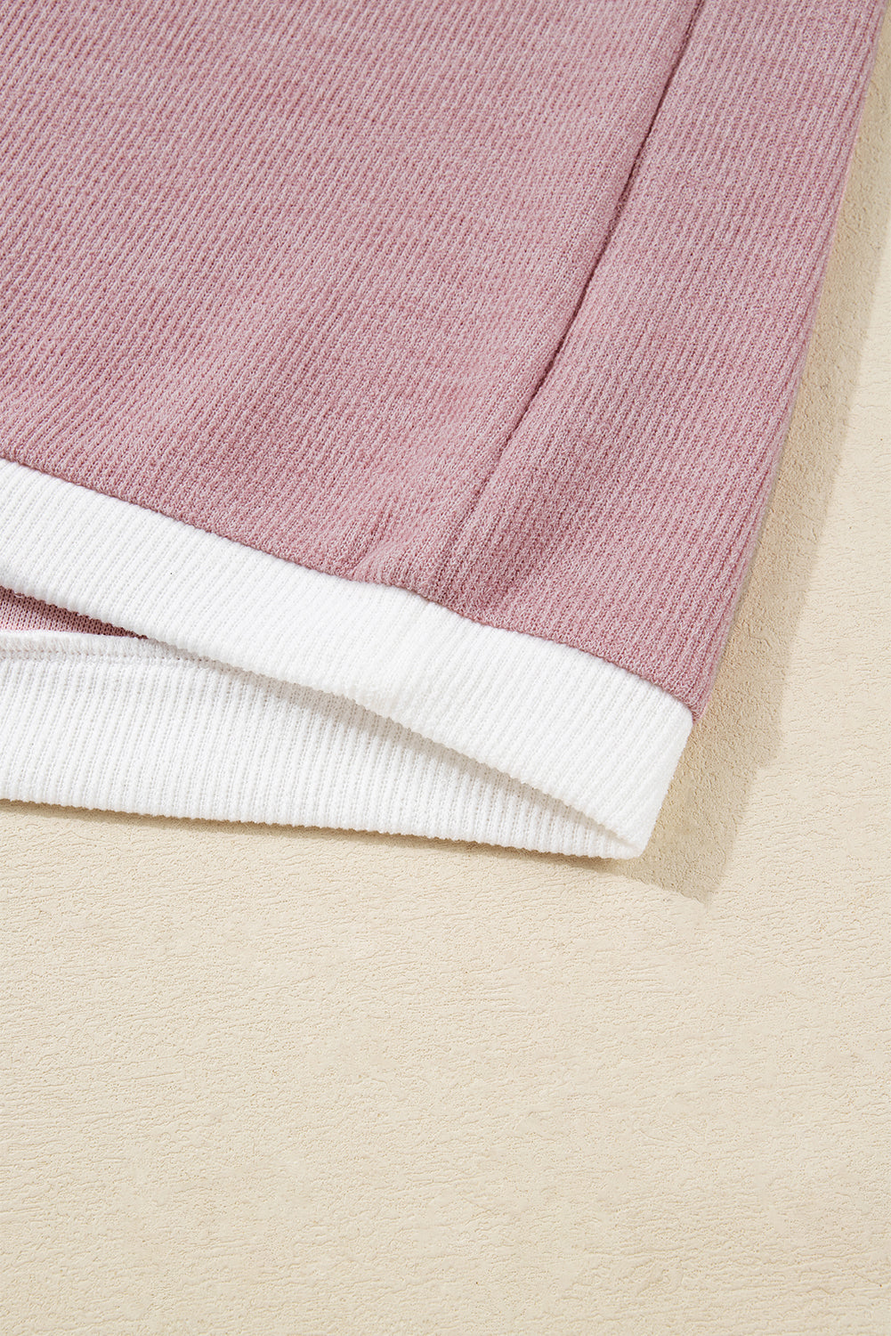 Light Pink Contrast Trim Knitted Drop Shoulder Plus Size Top