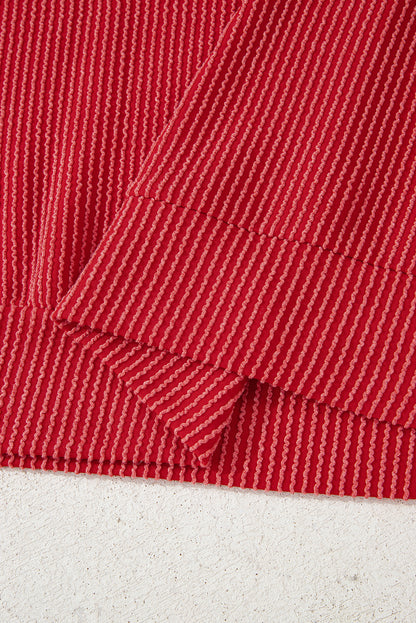 Fiery Red Twist Ribbed MERRY Letter Graphic Plus Size Pullover