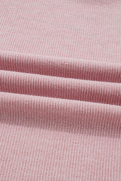 Light Pink Contrast Trim Knitted Drop Shoulder Plus Size Top