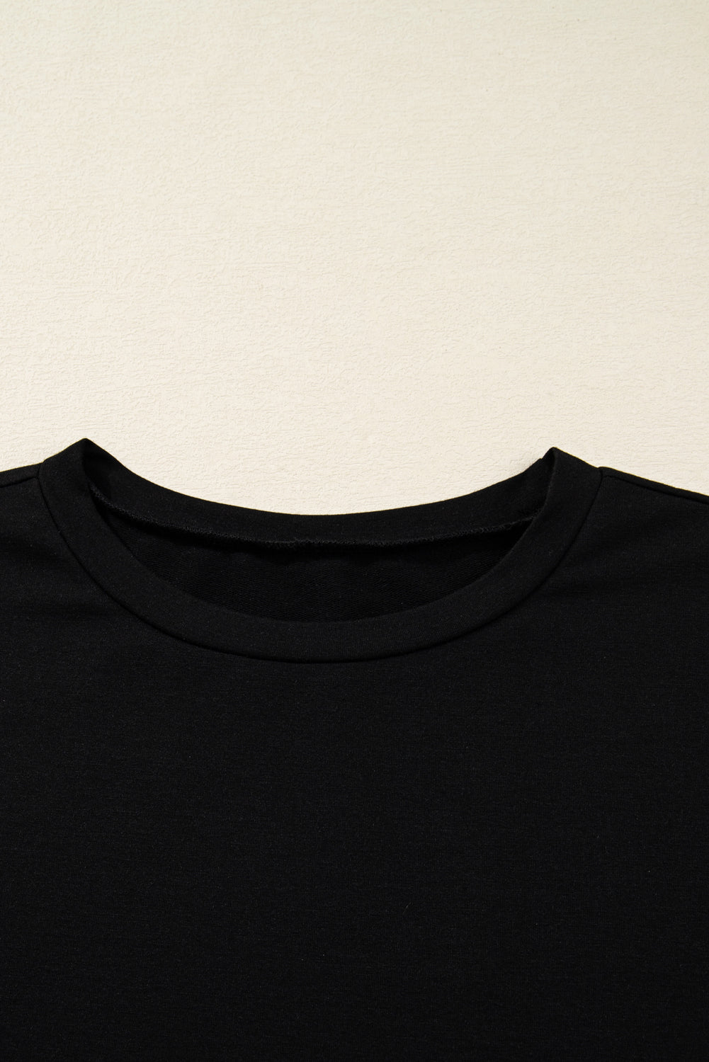 Black Bow Knot Patchwork Crewneck Plus Size Blouse