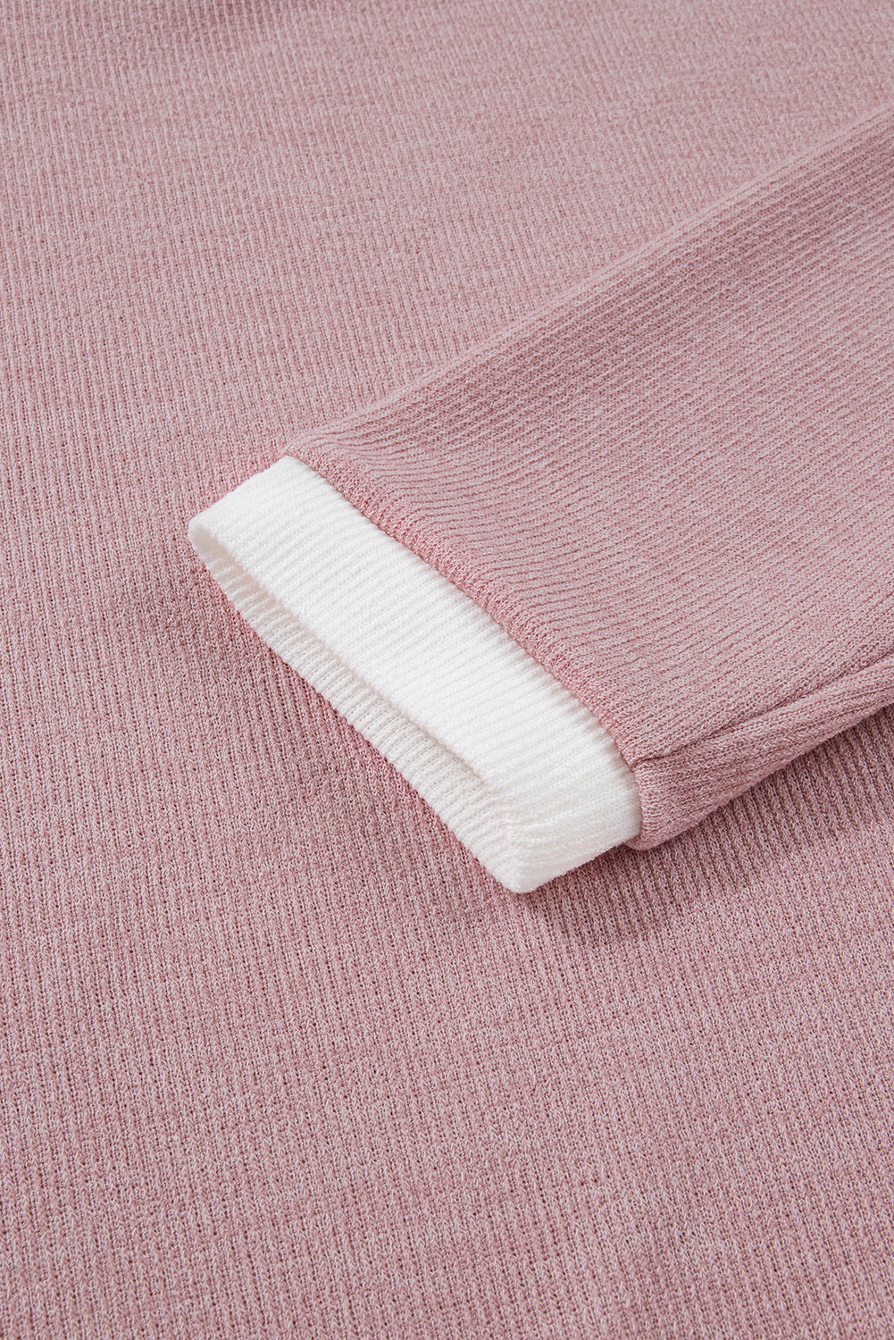 Light Pink Contrast Trim Knitted Drop Shoulder Plus Size Top